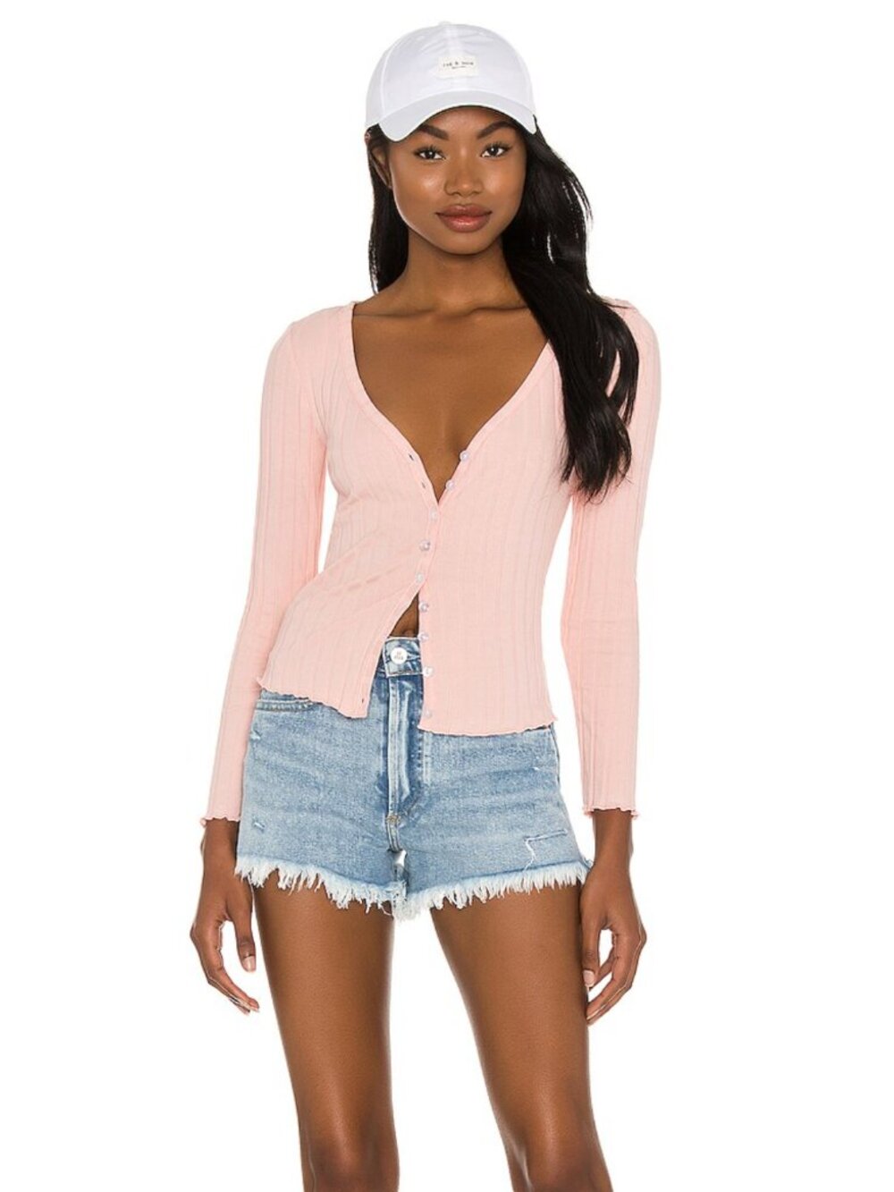 Superdown Ribbed Top With Buttons - Picture 4 of 7